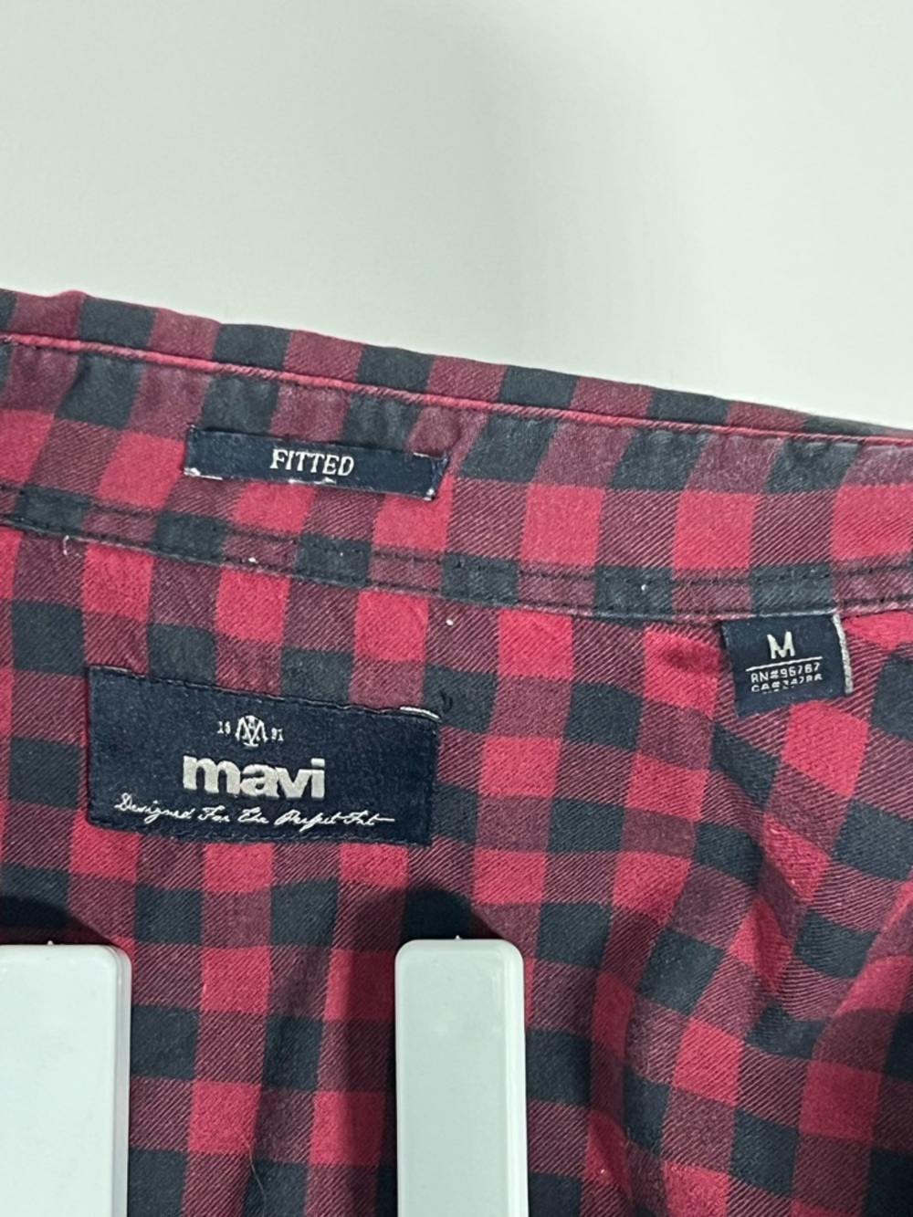 Men’s Mavi - Red and Black Buffalo Fitted Plaid Shirt - Picture 4 of 4